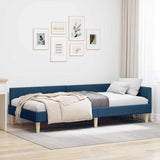 Corner Bed Frame with Headboard Blue 90 x 200 cm Fabric 42016124