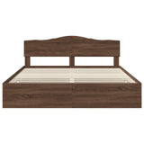 Bed Frame with Drawer Brown Oak 200 x 200 cm Engineer Wood 3412976