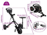 Golf Trolley with Seat Folding Black 95 x 69 x 114 cm Iron 42033588