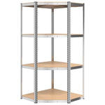 4-Layer Corner Shelf Silver Steel&Engineered Wood 152851