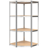 4-Layer Corner Shelf Silver Steel&Engineered Wood 152851