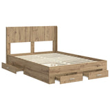 Bed Frame with Storage and Headboard Artisan Oak 120 x 190 cm 3414498