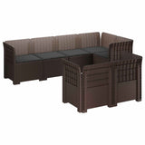 7-Seater Garden Sofa with Cushions Rattan Look PP Brown 3444147