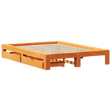 Bed Frame without Mattress Wax Brown 150x200 cm King Size Solid Wood Pine 3308998