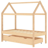 Kids Bed Frame with a Drawer Solid Pine Wood 70x140 cm 322136