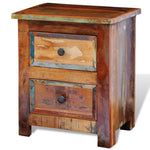 ZNTS Nightstand with 2 Drawers Solid Reclaimed Wood 241643