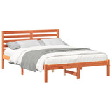 Bed Frame with Headboard Wax Brown 120 x 200 cm Solid Pine Wood 872292