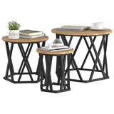 Nesting Side Table 3 pcs Artisan Oak Engineered Wood and Steel 868260