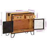 Sideboard 80x31x66 cm Solid Rough Wood Mango and Metal 355843