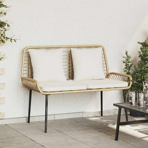 Garden Bench Brown and Black and Cream Poly rattan and steel 42010360