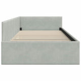 Corner Bed Frame Light Grey 90 cm x 200 cm Velvet 42016081