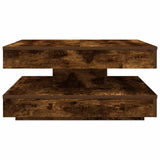 Coffee Table 360-Degree Rotatable Smoked Oak 70x70x34.5 cm 858483