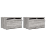 Wall-mounted Bedside Cabinets with LED Lights 2 pcs Grey Sonoma 836837