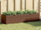 Garden Planter with 3 Pots Brown 105x30x32 cm Poly Rattan 366417