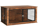 Dog Crate Furniture with Openable Top, Two Doors, for Large Dogs, Rustic Brown T3398P376377