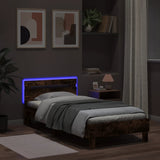 Bed Frame without Mattress with LED Lights Smoked Oak 100x200 cm 838712