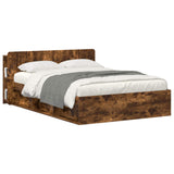 Headboard Cabinet with Storage Smoked Oak Engineered Wood 8001224