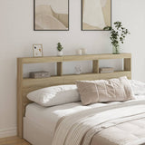 Headboard Cabinet with LED Sonoma Oak 180x17x102 cm 839212