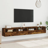 TV Wall Cabinets 2 pcs Smoked Oak 100x30x30 cm Engineered Wood 836891