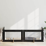 Dog Gate with Stands 4 pcs Black Oak 100 x 60 cm 892115