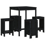 5 Piece Garden Bar Set Black Solid Wood Pine 3157743