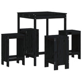5 Piece Garden Bar Set Black Solid Wood Pine 3157743