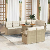 Garden Sofa Set with Cushion 9 pcs Beige and Cream Poly Rattan 3349350