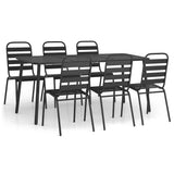 7 Piece Garden Dining Set Anthracite Steel 3187993