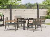 Garden Dining Set with Cushion 5 pcs Grey and Black Rattan 3380821