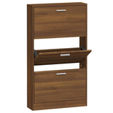 Shoe Cabinet Brown Oak 59x17x108 cm Engineered Wood 342533