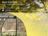 Polytunnel Greenhouse Walk-in Grow House with Plasric Cover, Door, Mesh Window and Steel Frame, 3 x T3398P318593