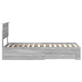 Bed Frame Grey Sonoma and Silver 75 x 190 cm Engineered Wood 3410963