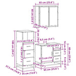 ZNTS 3 Piece Bathroom Furniture Set Black Engineered Wood 3301015