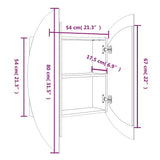 Bathroom Cabinet with Round Mirror&LED Black 54x54x17.5 cm 345588