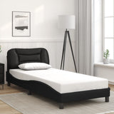 ZNTS Bed Frame with LED without Mattress Black 90x190 cm Single 3213899