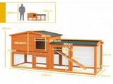 Two-Tier Rabbit Hutch with Run, Ramp, Slide-Out Tray, for Garden - Orange T3398P350012