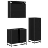 Bathroom Furniture Set 3 pcs Black Oak Engineered Wood 3402334