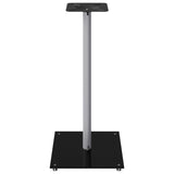 Speaker Stands 2 pcs Black&Silver Tempered Glass 1 Pillar Design 51816