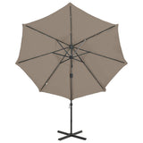 Cantilever Garden Parasol with Pole and LED Lights Taupe 300 cm 312331