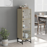 Highboard with Glass Doors Sonoma Oak 35x37x120 cm 836562