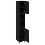 Bathroom Cabinet Black Oak 30 x 30 x 190 cm Engineered Wood 862881