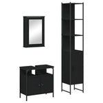 ZNTS 3 Piece Bathroom Furniture Set Black Engineered Wood 3214795