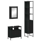 3 Piece Bathroom Furniture Set Black Engineered Wood 3214795