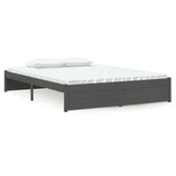 Bed Frame without Mattress Grey Solid Wood 135x190 cm Double Double 814926
