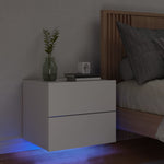 ZNTS Wall-mounted Bedside Cabinet with LED Lights White 836812