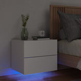 ZNTS Wall-mounted Bedside Cabinet with LED Lights White 836812