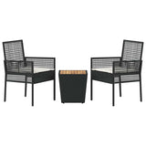 Garden Bistro Set 3 pcs Black Poly rattan 3334960