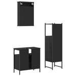 ZNTS 3 Piece Bathroom Furniture Set Black Engineered Wood 3214815