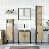 4 Piece Bathroom Furniture Set Smoked Oak Engineered Wood 3214712