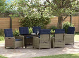 Garden Dining Set with Cushion 7 pcs Grey Poly Rattan 3380356